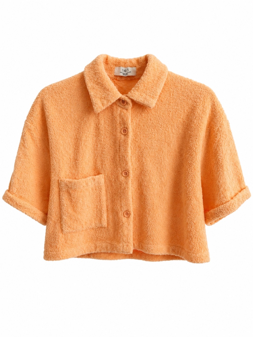 Atoir The Santorini Shirt Peach Terry Cloth Cropped Top Size 6